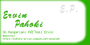 ervin pahoki business card